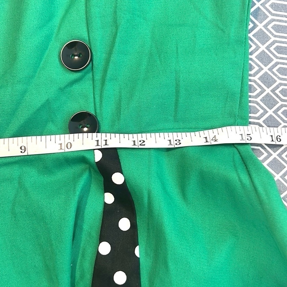 Killreal, Fantastic Emerald Polka-Dot Fit & Flare Cotton Dress EUC Size M - Picture 10 of 15